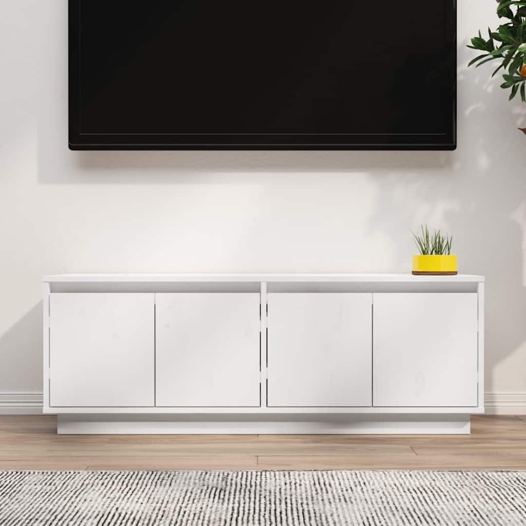 vidaXL TV-taso valkoinen 110x34x40 cm täysi mänty