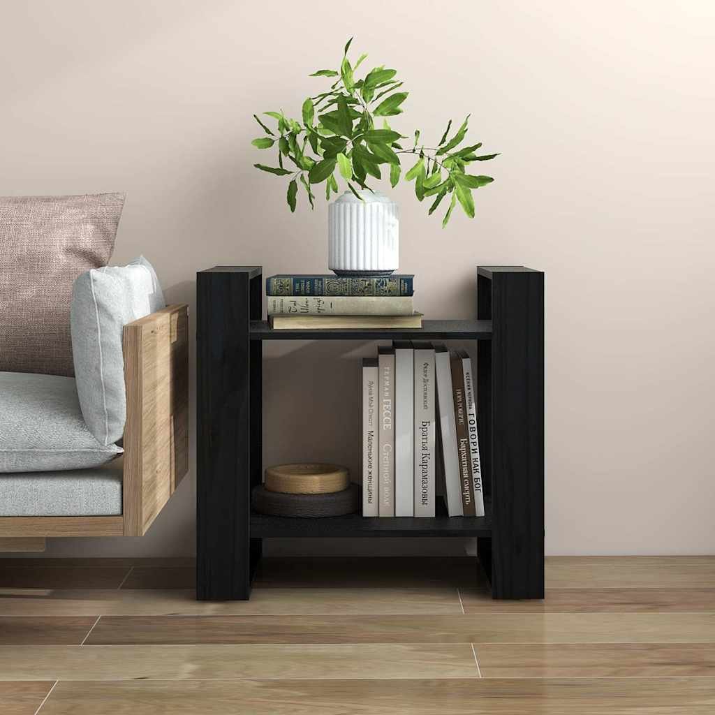 vidaXL Kirjahylly/tilanjakaja musta 60x35x57 cm täysi mänty