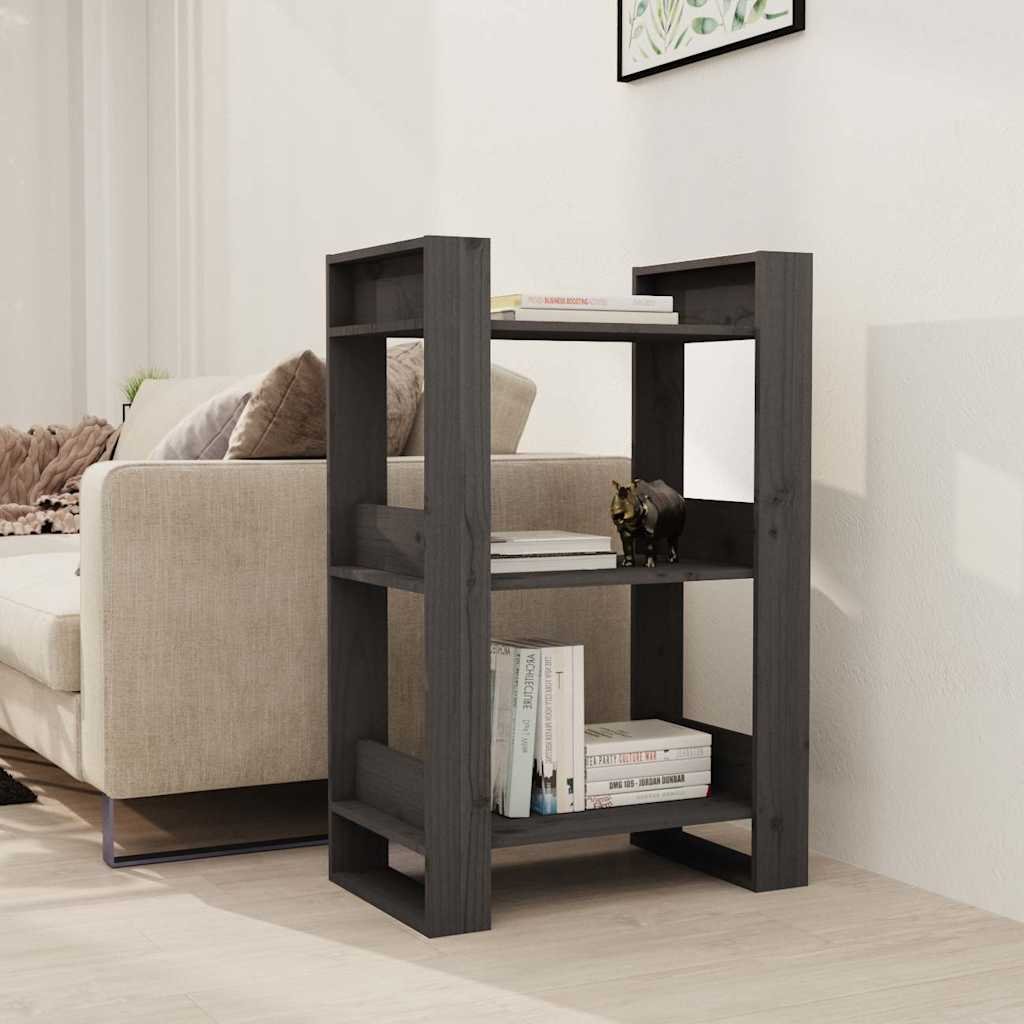 vidaXL Kirjahylly/tilanjakaja harmaa 60x35x91 cm täysi mänty