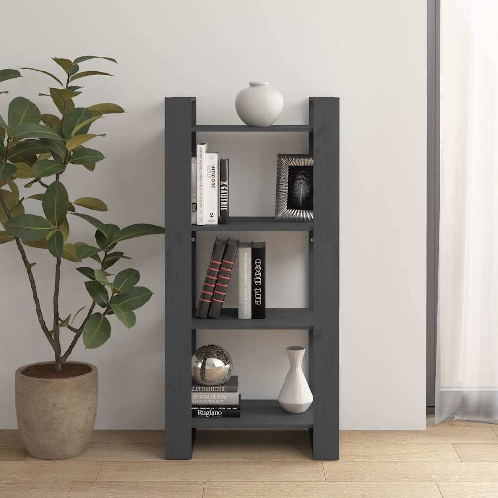 vidaXL Kirjahylly/tilanjakaja harmaa 60x35x125 cm täysi mänty