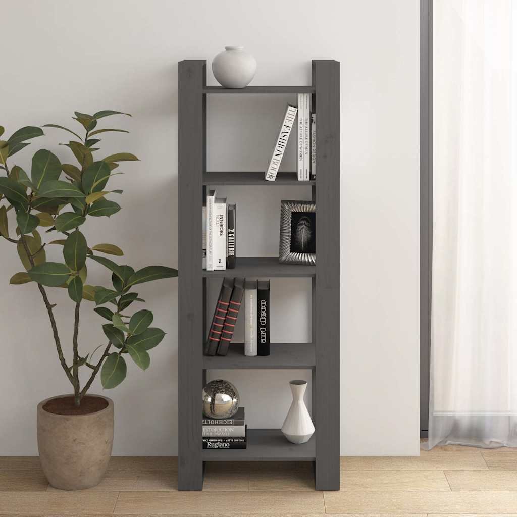 vidaXL Kirjahylly/tilanjakaja harmaa 60x35x160 cm täysi mänty