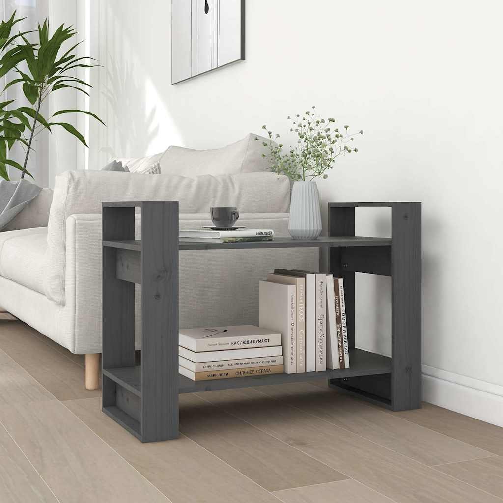 vidaXL Kirjahylly/tilanjakaja harmaa 80x35x56,5 cm täysi mänty
