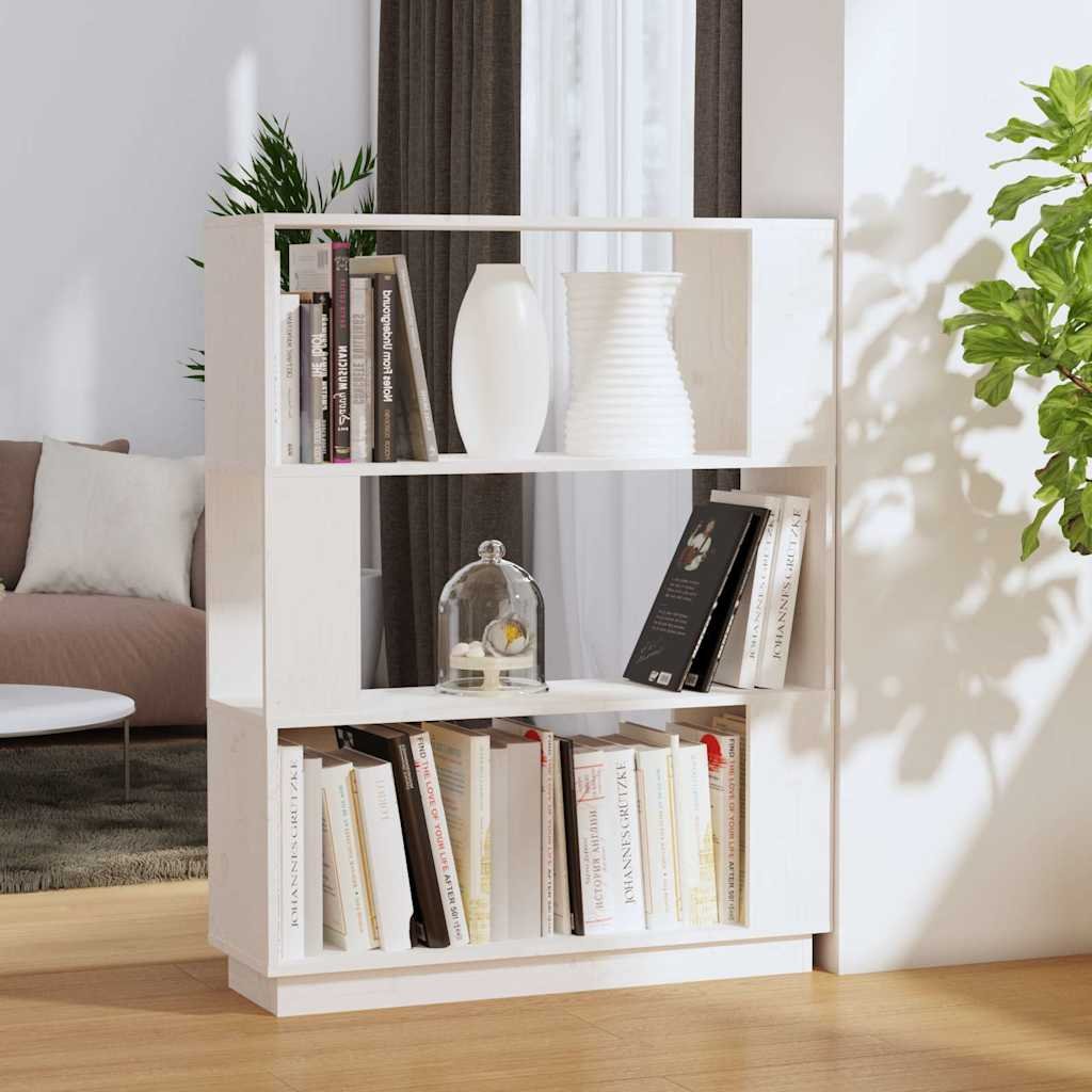 vidaXL Kirjahylly/tilanjakaja valkoinen 80x25x101 cm täysi mänty