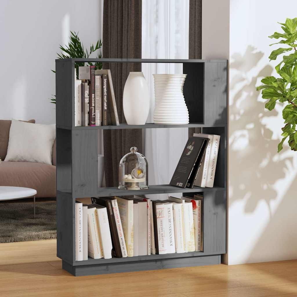 vidaXL Kirjahylly/tilanjakaja harmaa 80x25x101 cm täysi mänty