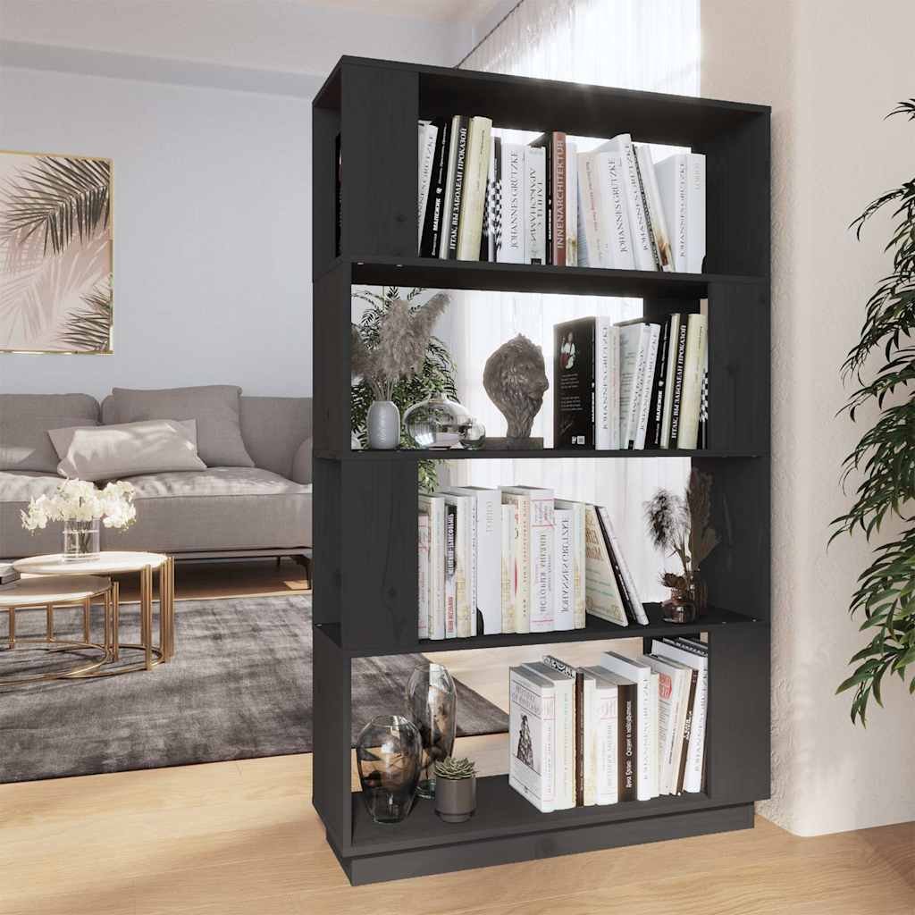 vidaXL Kirjahylly/tilanjakaja harmaa 80x25x132 cm täysi mänty