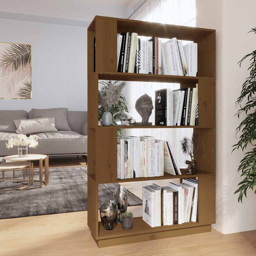 vidaXL Kirjahylly/tilanjakaja hunajanruskea 80x25x132 cm täysi mänty