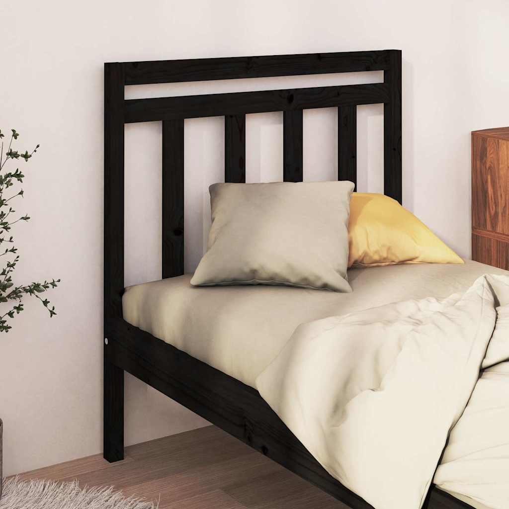vidaXL Sängynpääty musta 81x4x100 cm täysi mänty