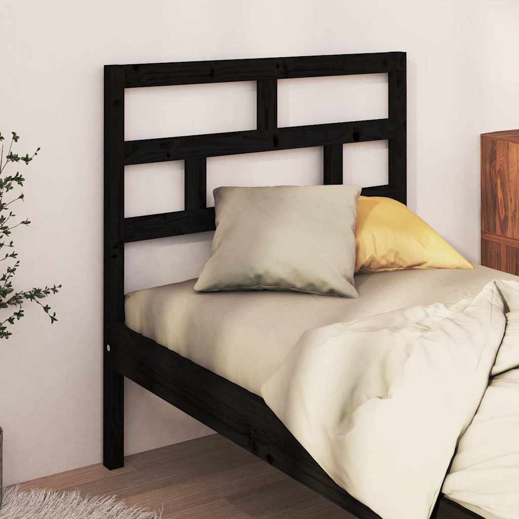 vidaXL Sängynpääty musta 96x4x100 cm täysi mänty