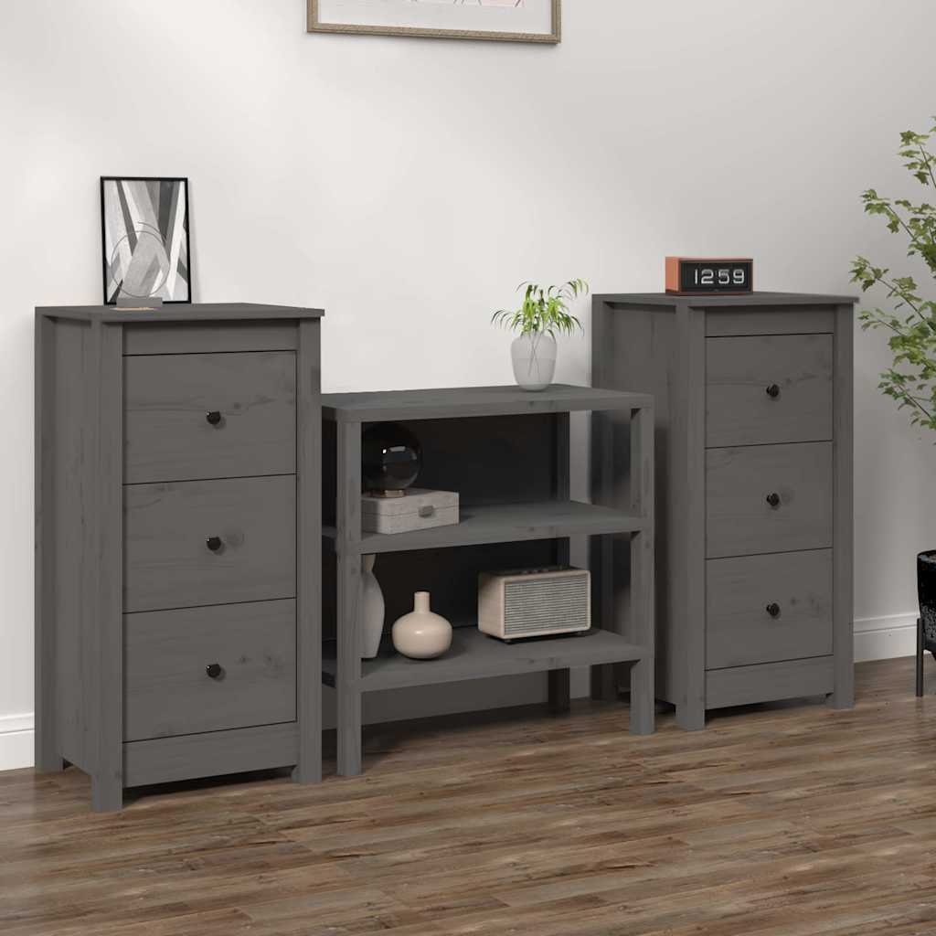 vidaXL Senkit 2 kpl harmaa 40x35x80 cm täysi mänty