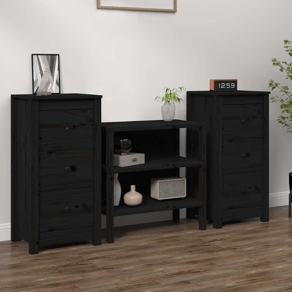 vidaXL Senkit 2 kpl musta 40x35x80 cm täysi mänty