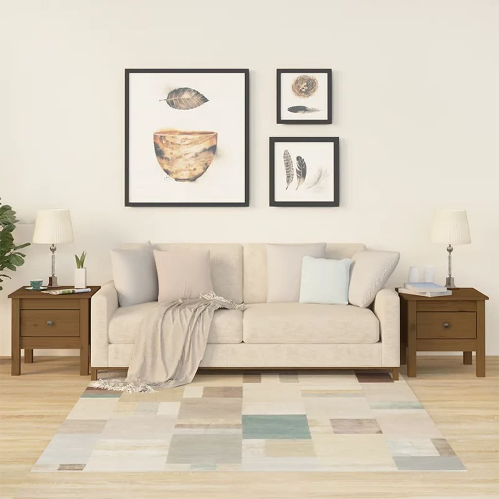 vidaXL Sivupöydät 2 kpl hunajanruskea 40x40x39 cm täysi mänty