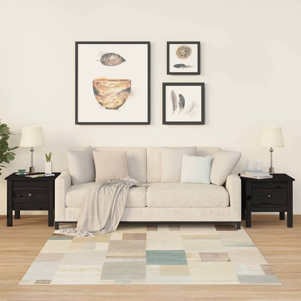 vidaXL Sivupöydät 2 kpl musta 40x40x39 cm täysi mänty