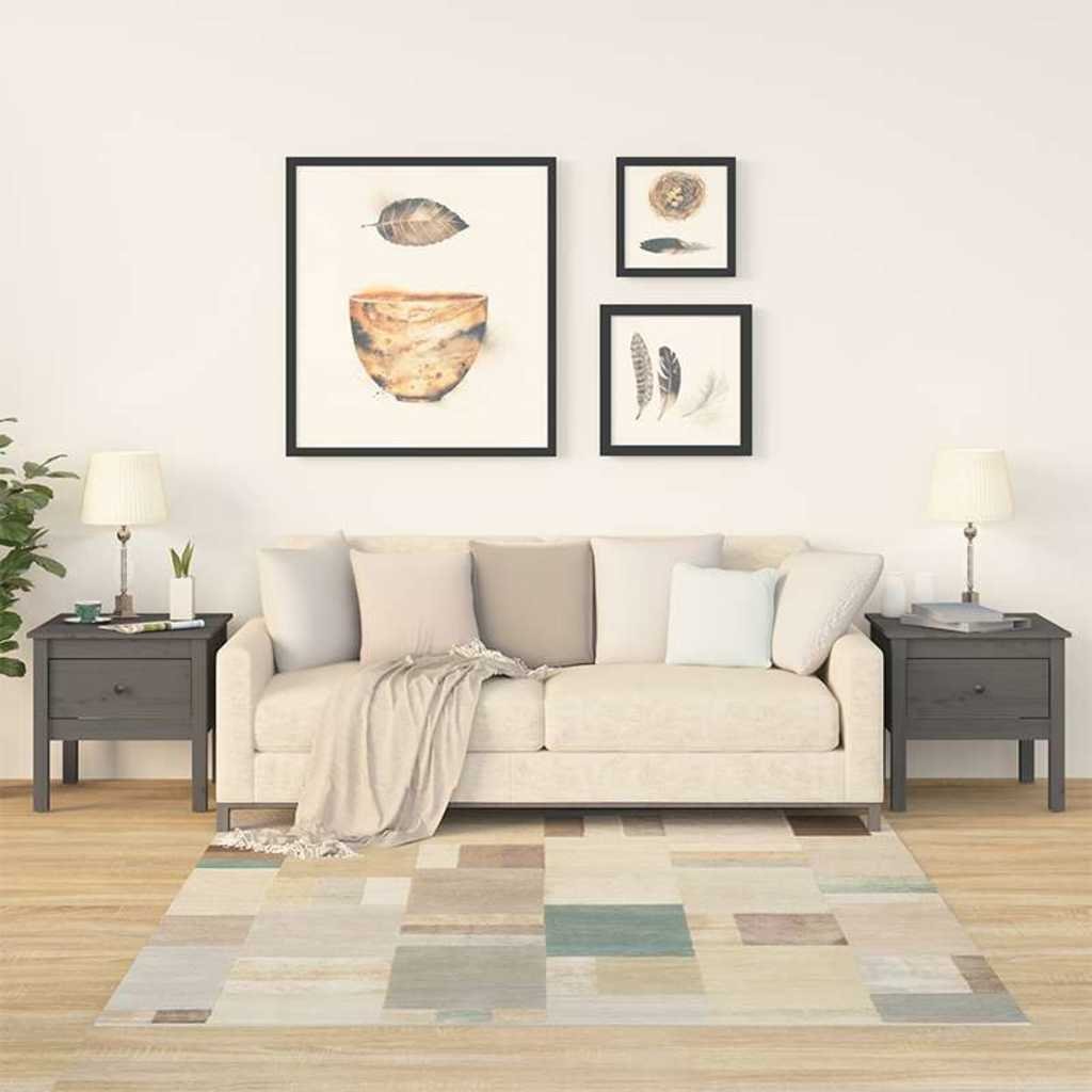 vidaXL Sivupöydät 2 kpl harmaa 50x50x49 cm täysi mänty