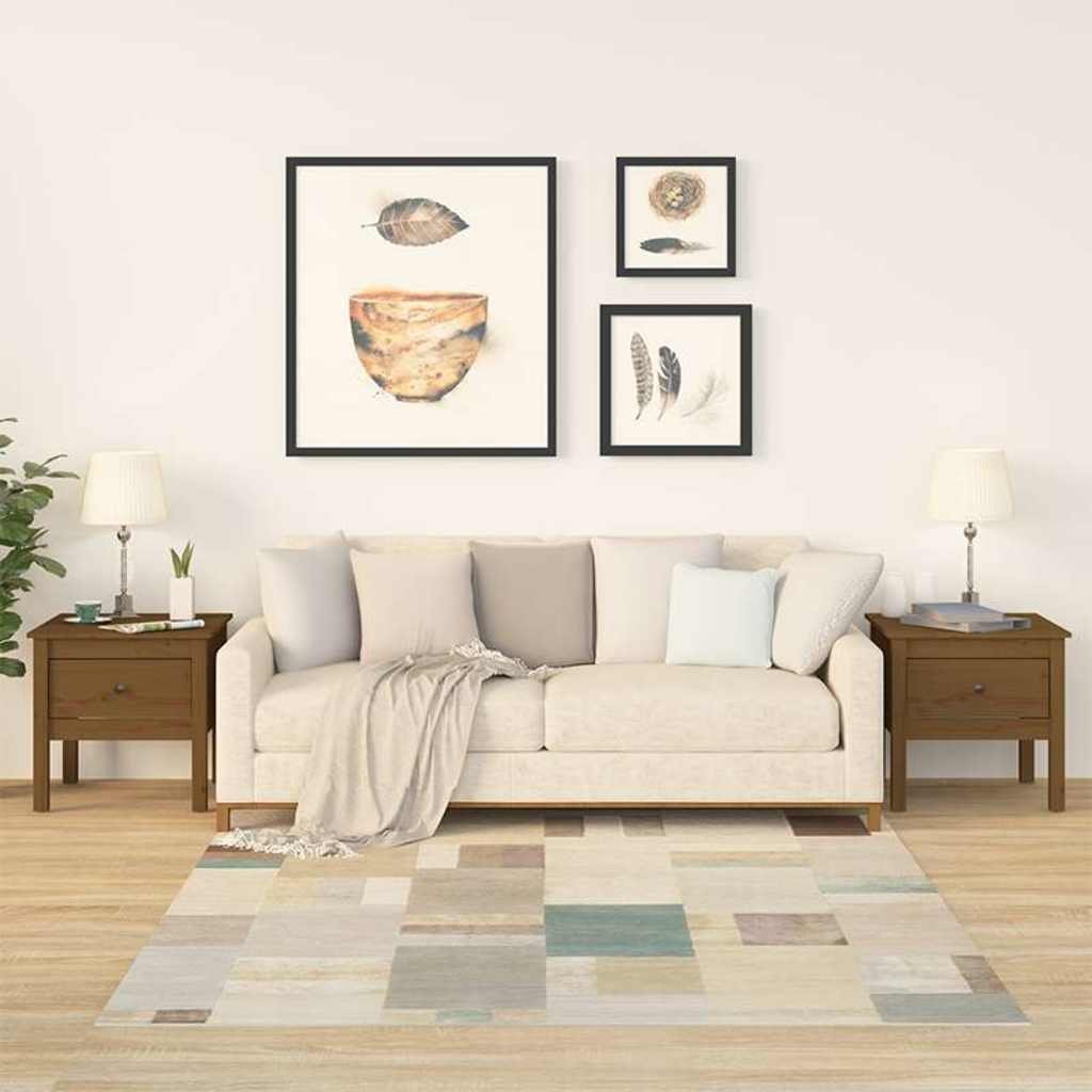 vidaXL Sivupöydät 2 kpl hunajanruskea 50x50x49 cm täysi mänty