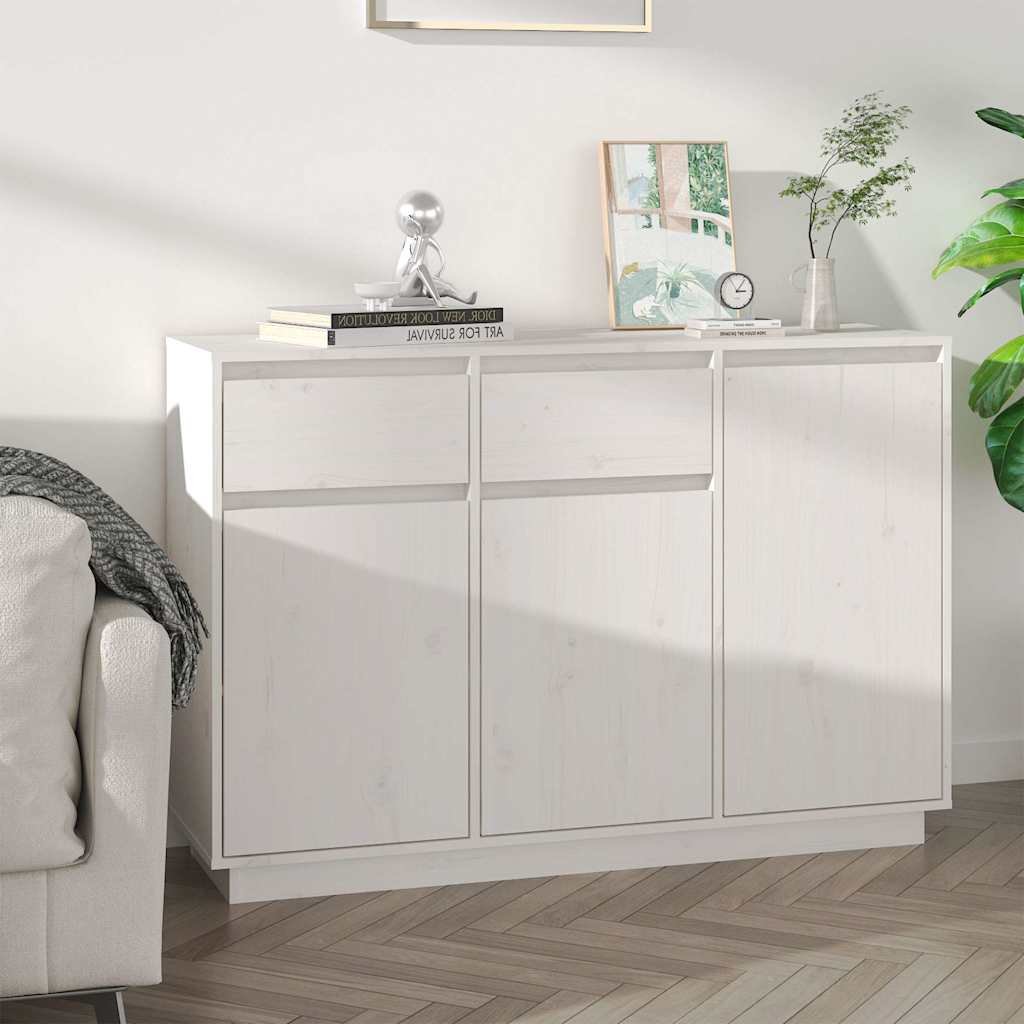 vidaXL Senkki valkoinen 110x34x75 cm täysi mänty