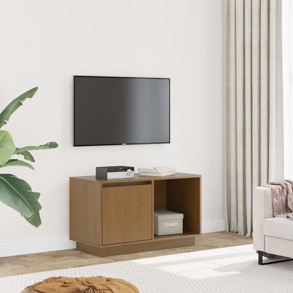vidaXL TV-taso hunajanruskea 74x35x44 cm täysi mänty