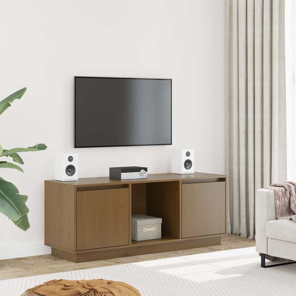 vidaXL TV-taso hunajanruskea 110,5x35x44 cm täysi mänty