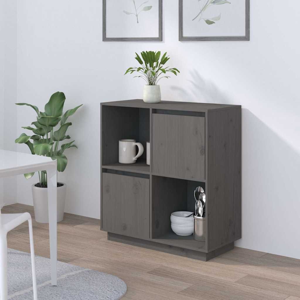 vidaXL Senkki harmaa 74x35x80 cm täysi mänty