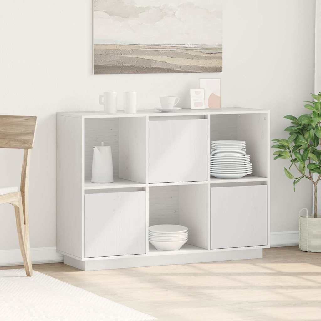 vidaXL Senkki valkoinen 110,5x35x80 cm täysi mänty