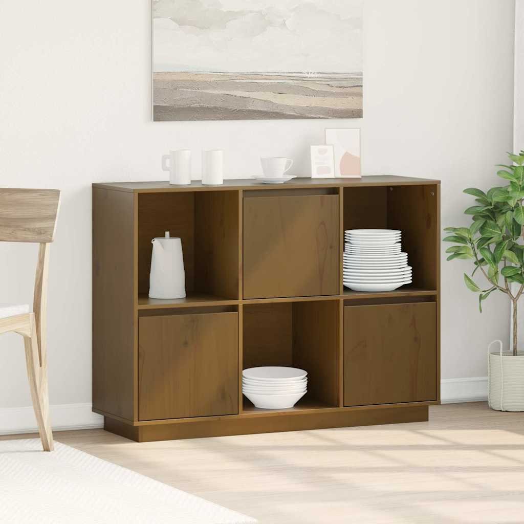 vidaXL Senkki hunajanruskea 110,5x35x80 cm täysi mänty