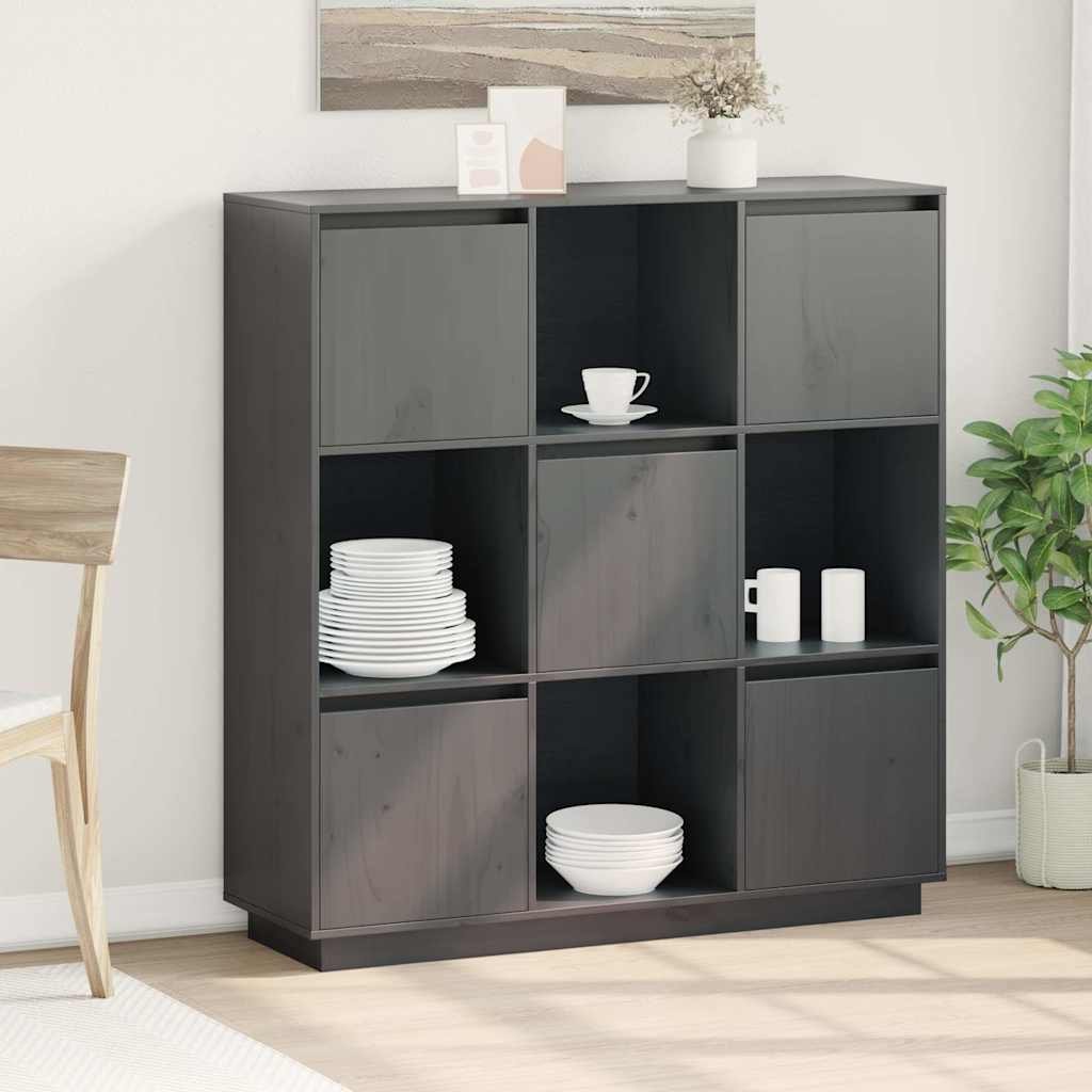 vidaXL Kaappi harmaa 110,5x35x117 cm täysi mänty