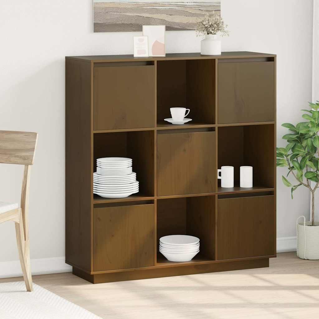 vidaXL Kaappi hunajanruskea 110,5x35x117 cm täysi mänty