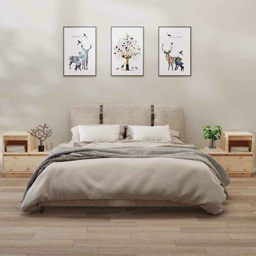 vidaXL Yöpöydät 2 kpl 60x34x51 cm täysi mänty