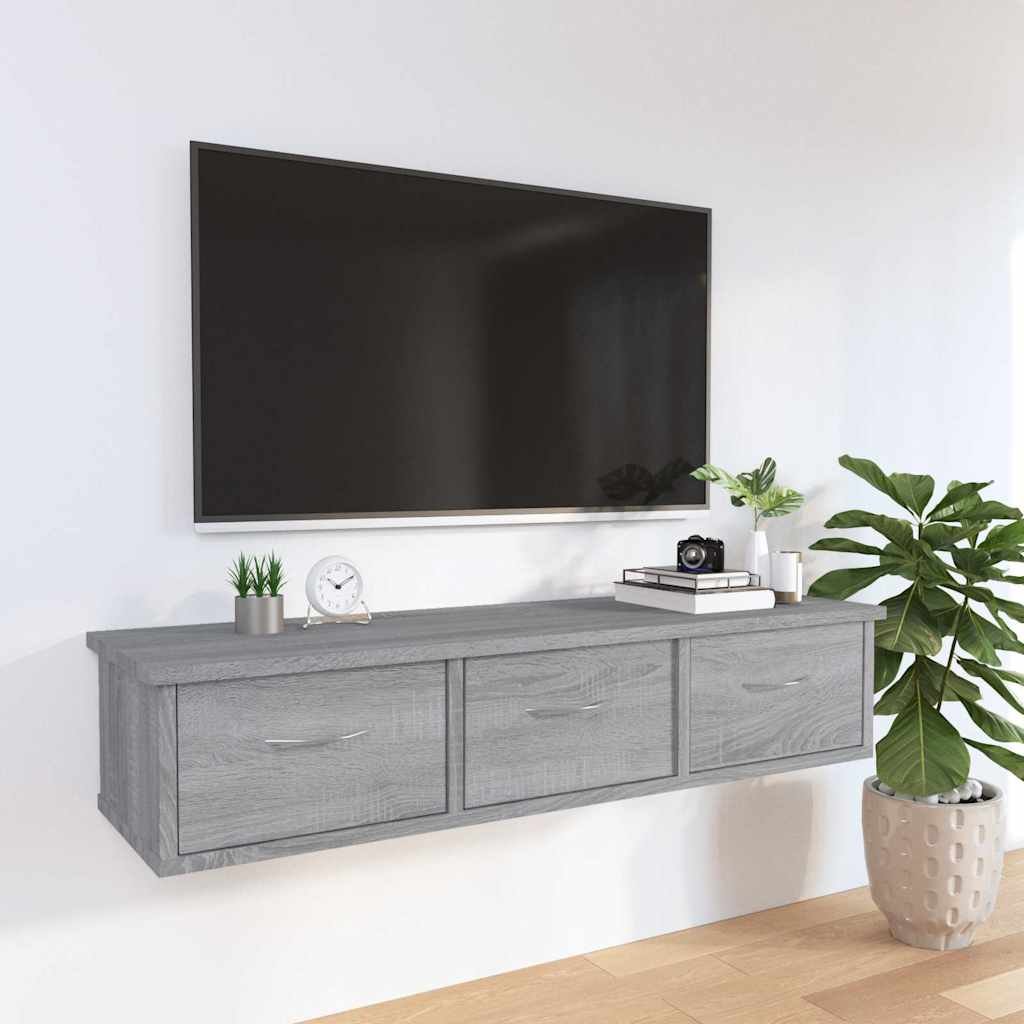 vidaXL TV-seinäkaappi harmaa Sonoma 88x26x18,5 cm tekninen puu