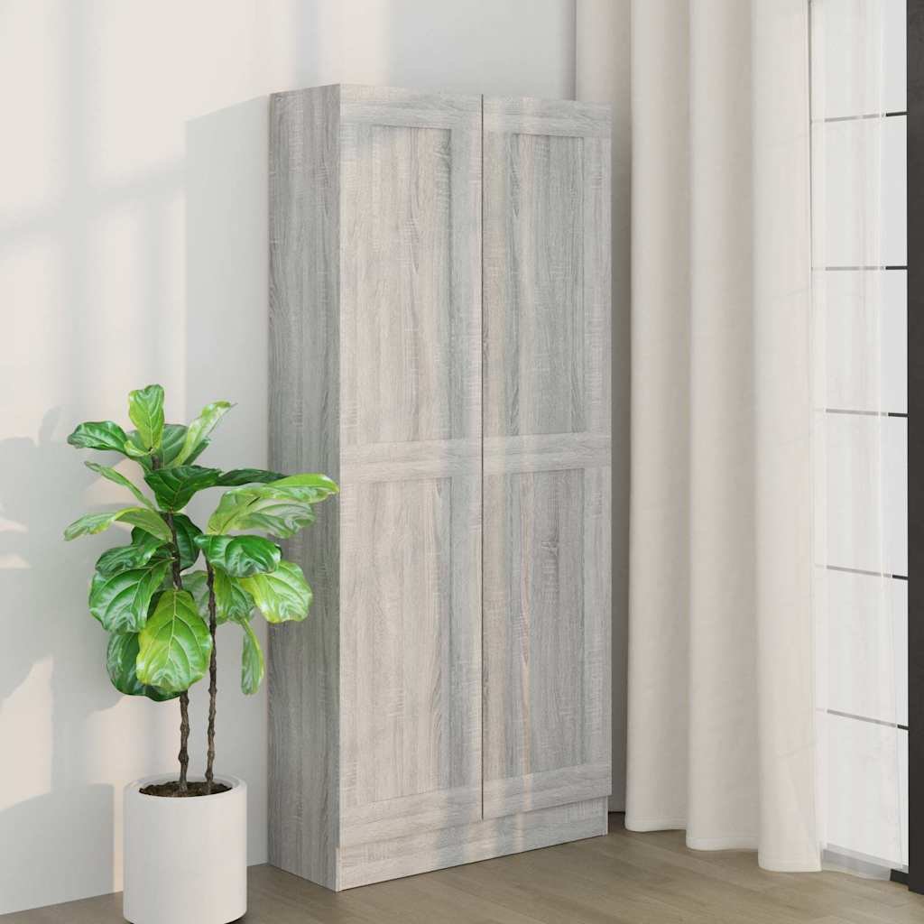 vidaXL Kirjakaappi harmaa Sonoma 82,5x30,5x185,5 cm tekninen puu