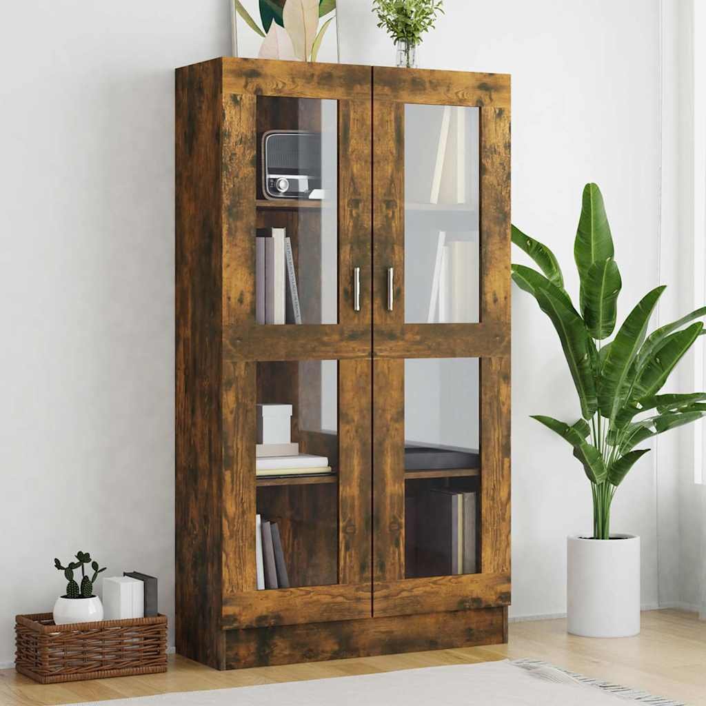 vidaXL Vitriinikaappi savutammi 82,5x30,5x150 cm tekninen puu
