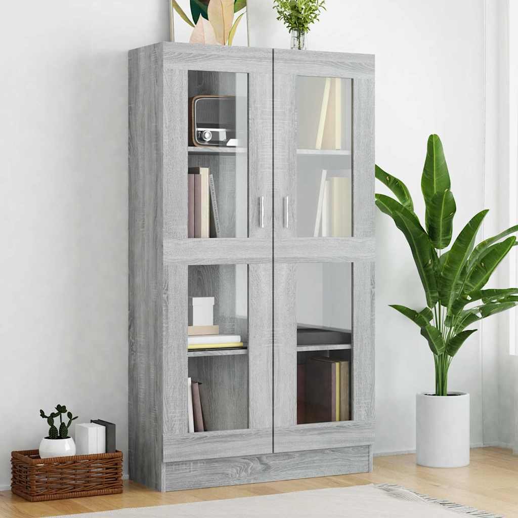 vidaXL Vitriinikaappi harmaa Sonoma 82,5x30,5x150 cm tekninen puu