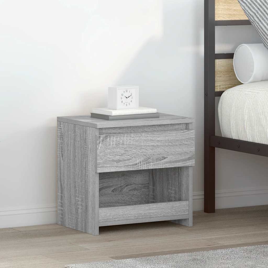 vidaXL Yöpöydät 2 kpl harmaa sonoma 40x30x39 cm tekninen puu