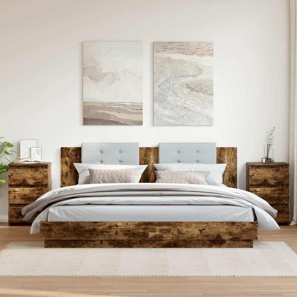 vidaXL Yöpöydät 2 kpl savutammi 40x35x62,5 cm tekninen puu