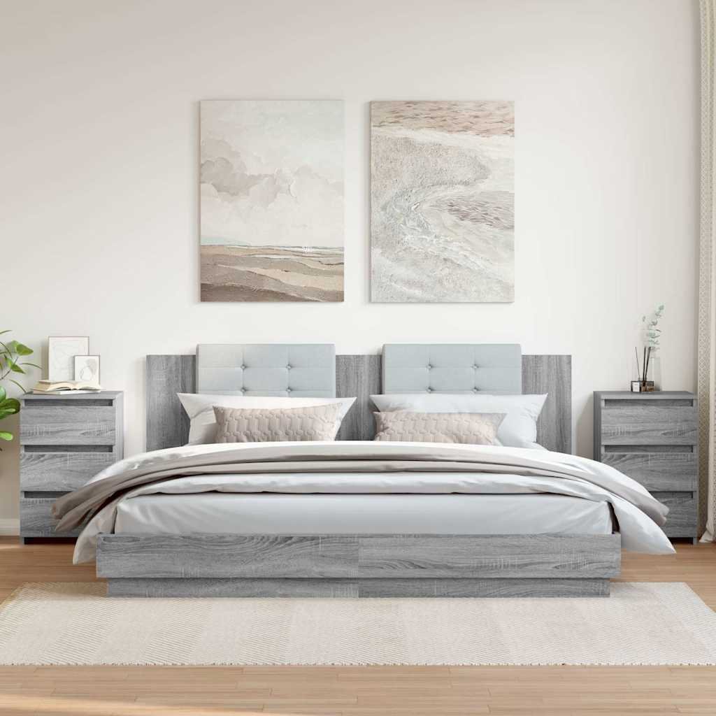 vidaXL Yöpöydät 2 kpl harmaa Sonoma 40x35x62,5 cm tekninen puu