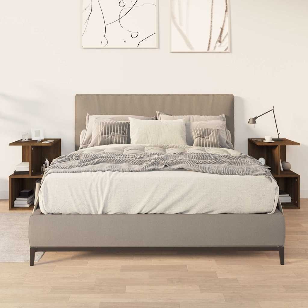 vidaXL Yöpöydät 2 kpl ruskea tammi 35x35x55 cm tekninen puu