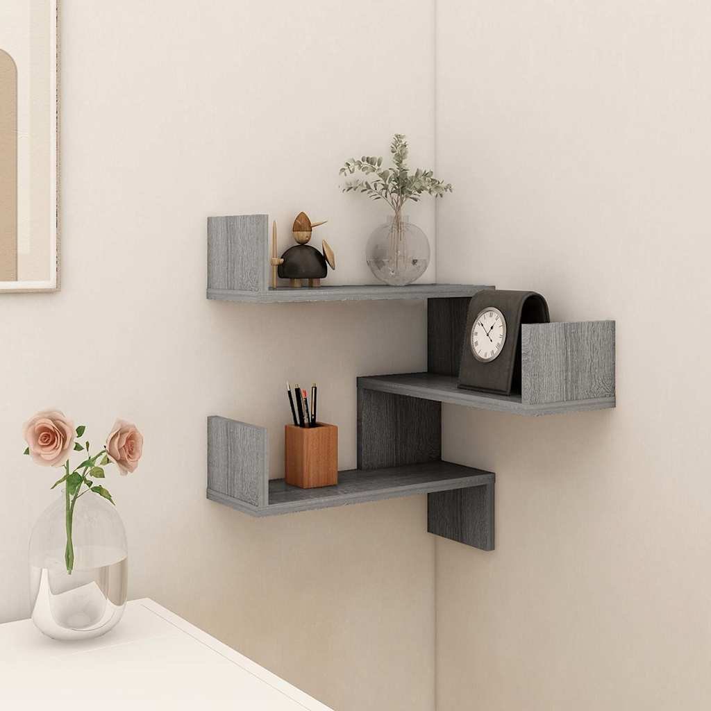 vidaXL Seinän kulmashelves Seinäkiinnitettävä Harmaa sonoma
