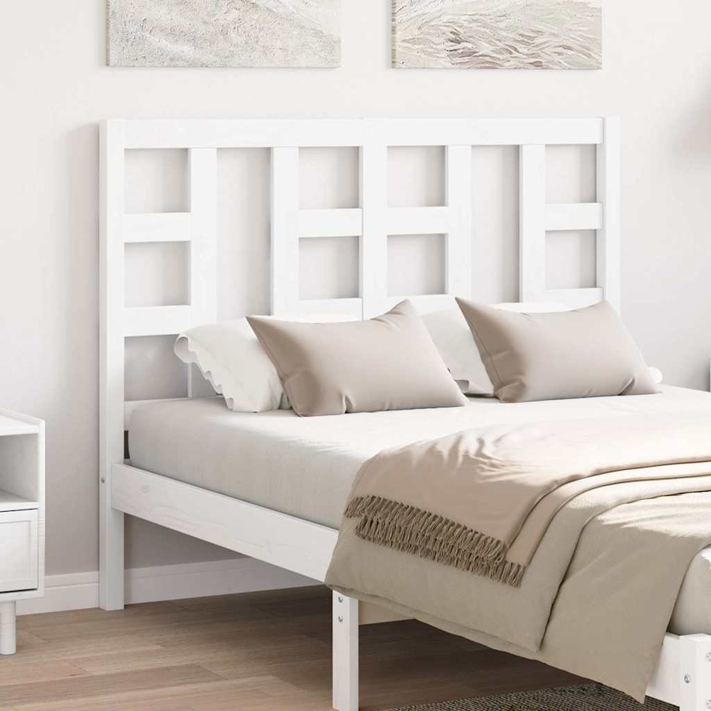 vidaXL Sängynpääty valkoinen 126x4x100 cm täysi mänty