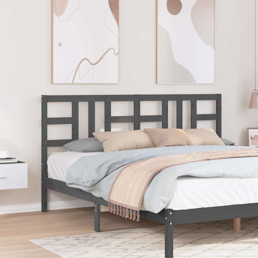 vidaXL Sängynpääty harmaa 186x4x100 cm täysi mänty