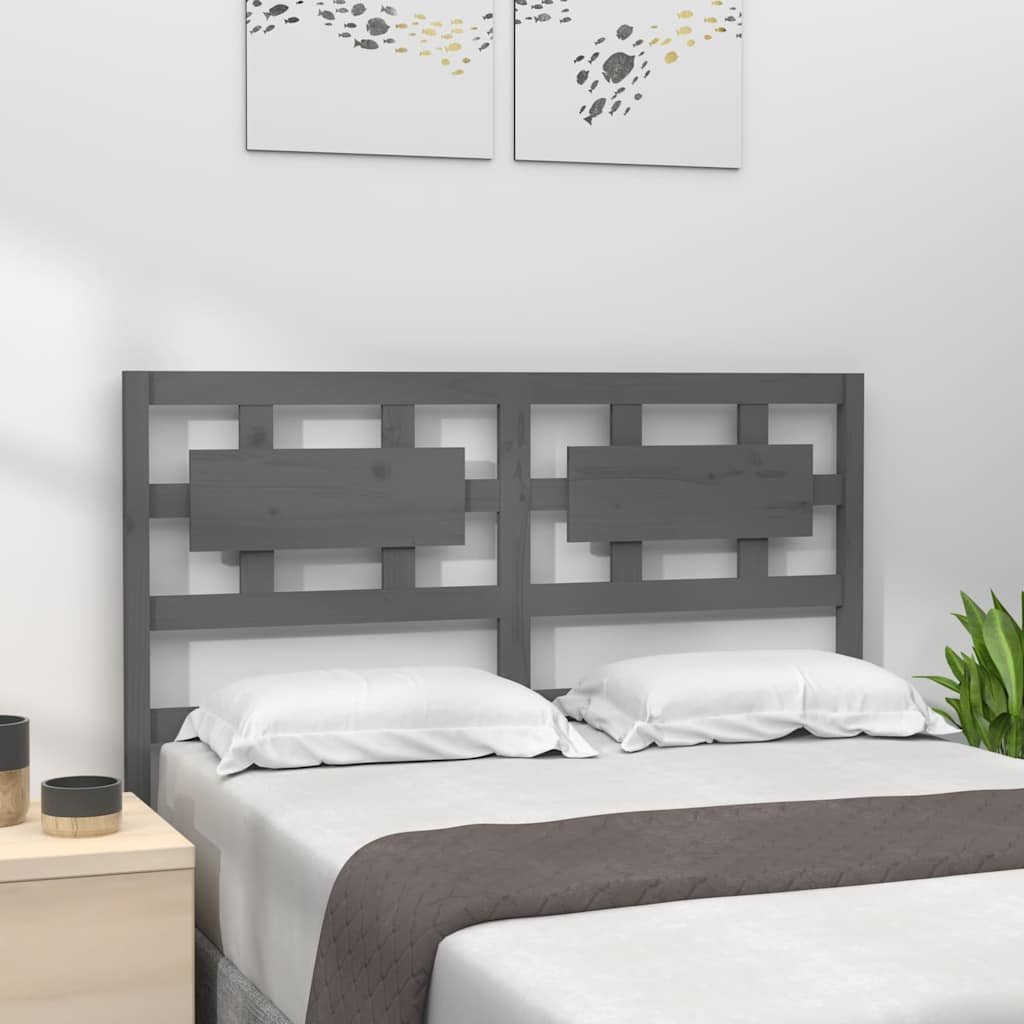 vidaXL Sängynpääty harmaa 125,5x4x100 cm täysi mänty