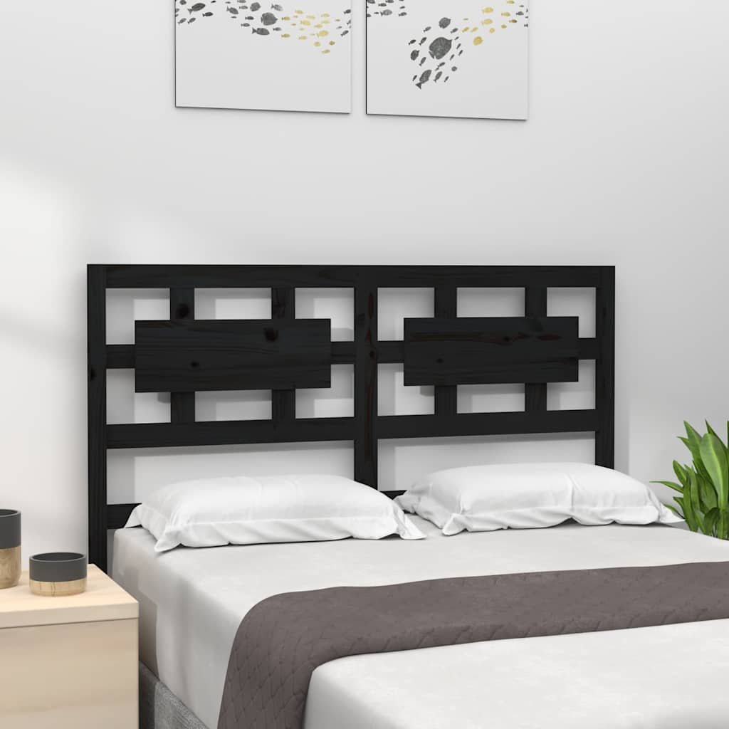 vidaXL Sängynpääty musta 125,5x4x100 cm täysi mänty