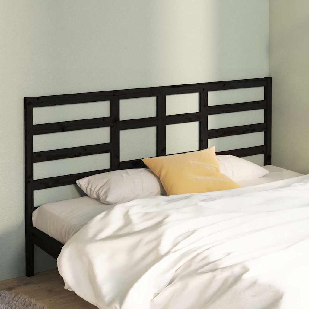 vidaXL Sängynpääty musta 206x4x104 cm täysi mänty