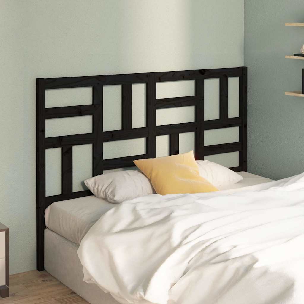 vidaXL Sängynpääty musta 126x4x104 cm täysi mänty