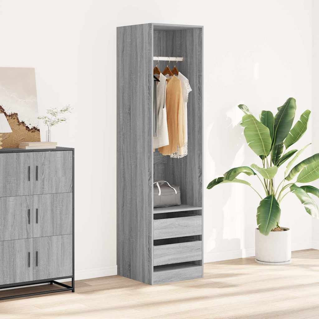 vidaXL Vaatekaappi laatikoilla harmaa Sonoma 50x50x200 cm tekninen puu