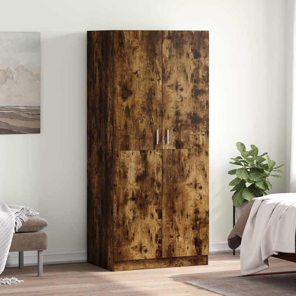 vidaXL Vaatekaappi savutammi 80x52x180 cm tekninen puu