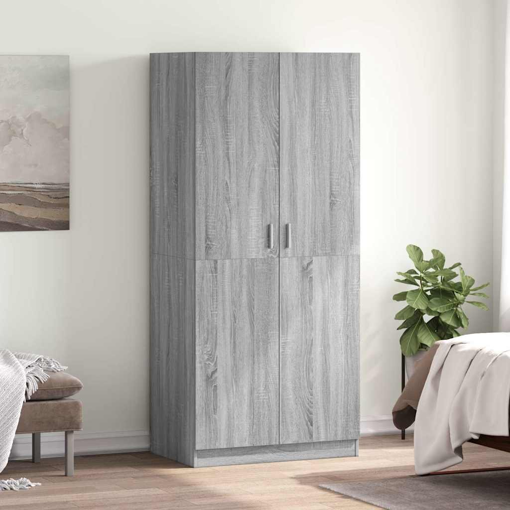 vidaXL Vaatekaappi harmaa Sonoma 80x52x180 cm tekninen puu