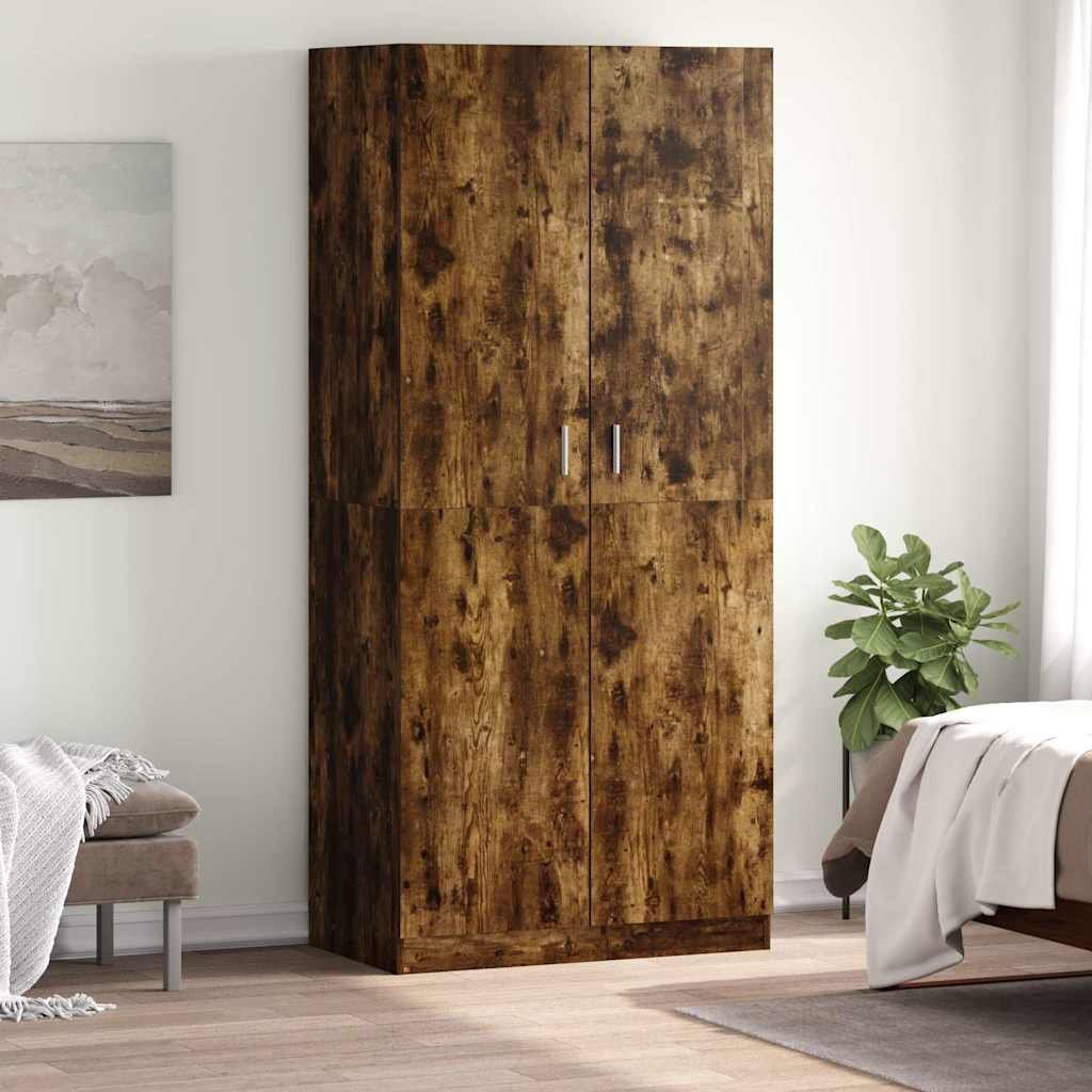 vidaXL Vaatekaappi savutammi 90x52x200 cm tekninen puu