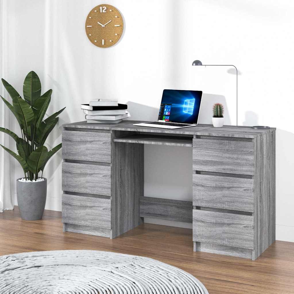 vidaXL Työpöytä harmaa Sonoma 140x50x77 cm tekninen puu