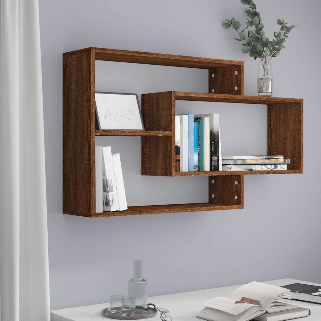 vidaXL Seinähylly ruskea tammi 104x20x58,5 cm tekninen puu