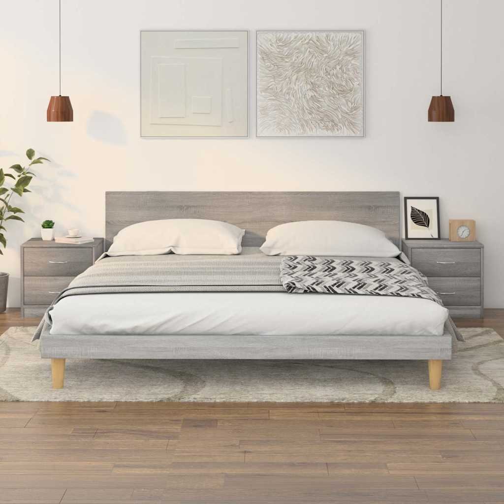 vidaXL Yöpöydät 2 kpl harmaa sonoma 40x30x40 cm tekninen puu