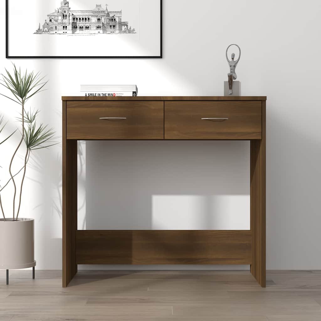 vidaXL Työpöytä ruskea tammi 80x40x75 cm tekninen puu